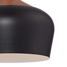 Image4 of Possini Euro Felton 12" Wide Black and Faux Wood Modern Mini Pendant more views