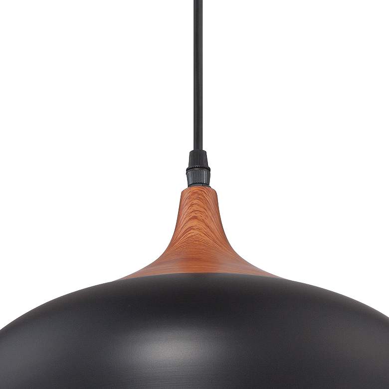 Image 5 Possini Euro Felton 12" Wide Black and Faux Wood Modern Mini Pendant more views