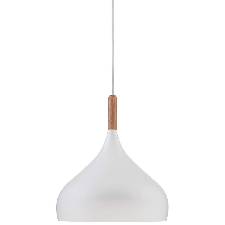 Image 3 Possini Euro Felton 13" Wide White and Wood Modern Mini Pendant
