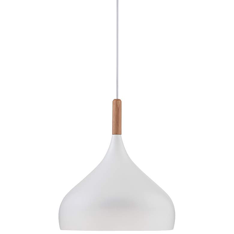 Image 3 Possini Euro Felton 13 inch Wide White and Wood Modern Mini Pendant