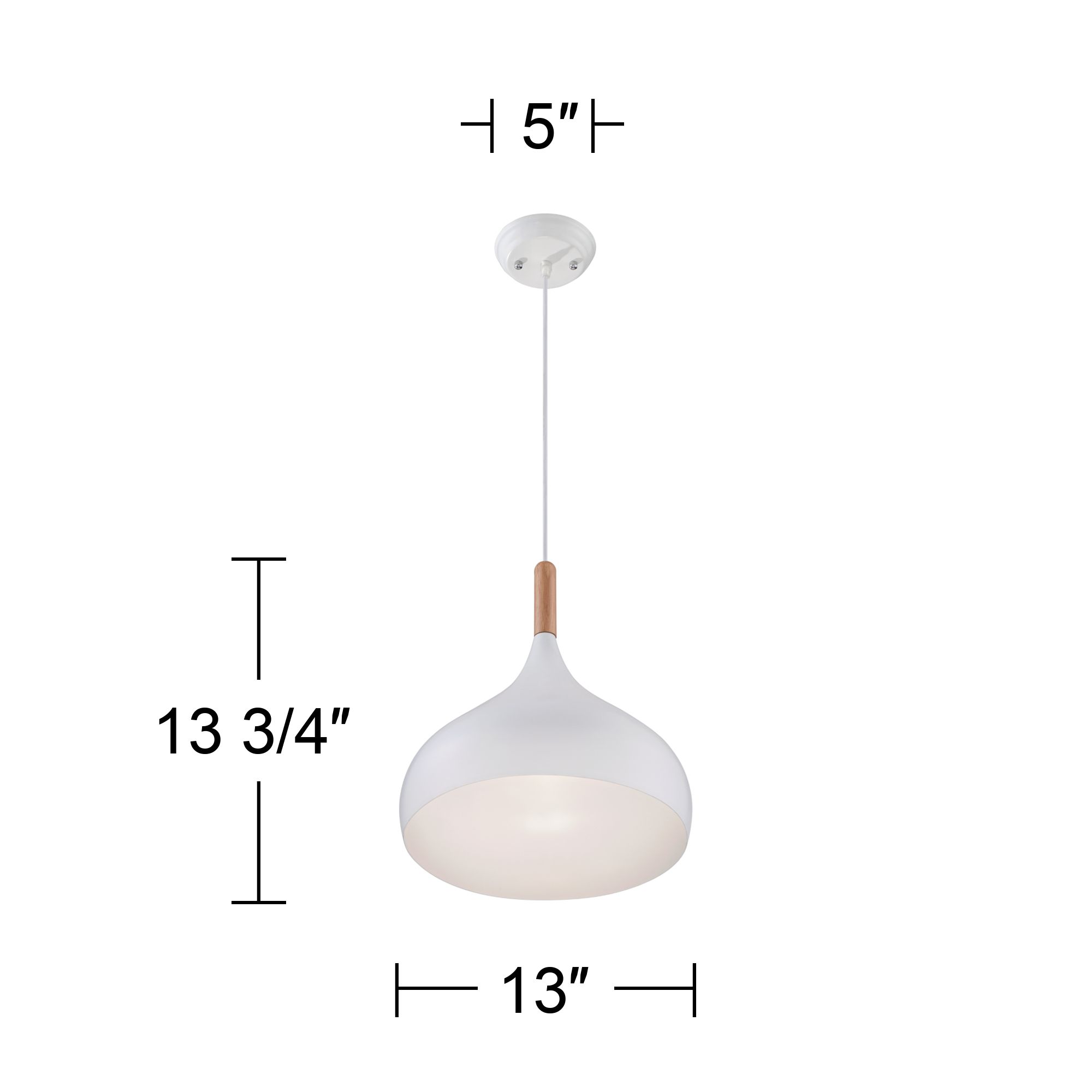 Possini Euro Felton 13" Wide White and Wood Modern Mini Pendant in scene