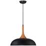 3_Possini Euro Felton 17 3/4" Black and Wood Finish Modern Dome Pendant
