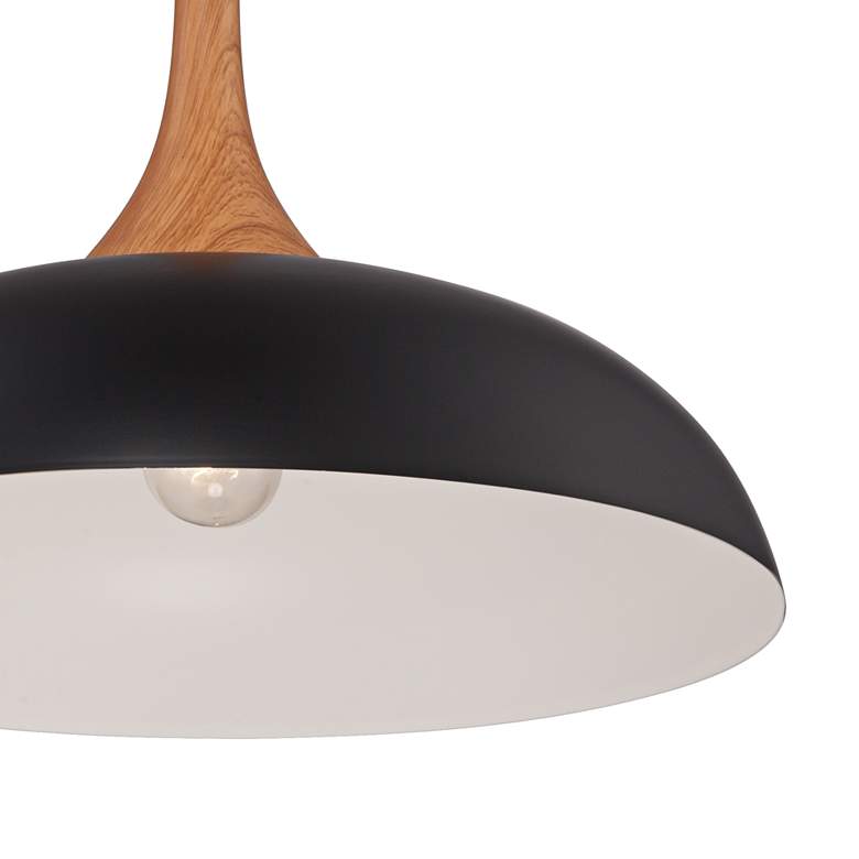 Image 4 Possini Euro Felton 17 3/4" Black and Wood Finish Modern Dome Pendant more views