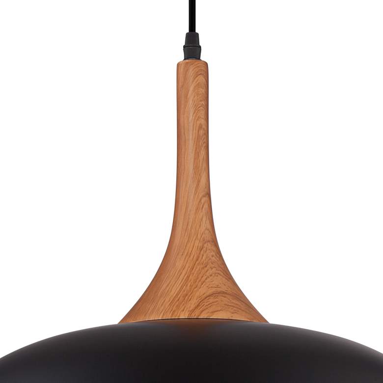 Image 5 Possini Euro Felton 17 3/4" Black and Wood Finish Modern Dome Pendant more views