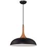7_Possini Euro Felton 17 3/4" Black and Wood Finish Modern Dome Pendant more views