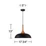 Possini Euro Felton 17 3/4" Black and Wood Finish Modern Dome Pendant in scene
