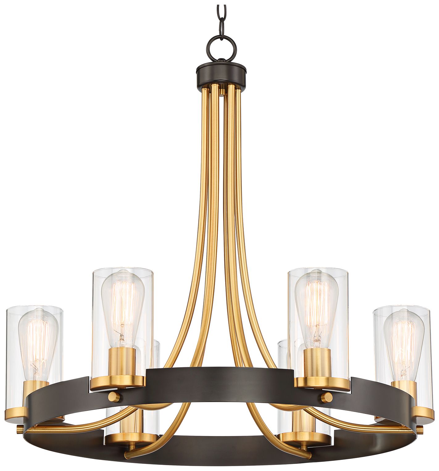 Image 3 Possini Euro Ferrers 26" Wide Dark Bronze Gold 6-Light Ring Chandelier