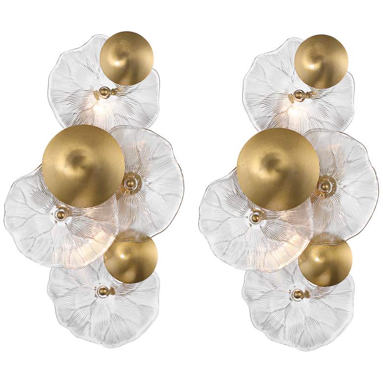 Image 2 Possini Euro Filoli 16" High Gold Plated 2-Light Wall Sconce Set of 2
