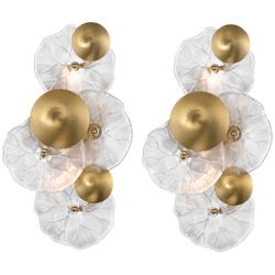 Possini Euro Filoli 16" High Gold Plated 2-Light Wall Sconce Set of 2