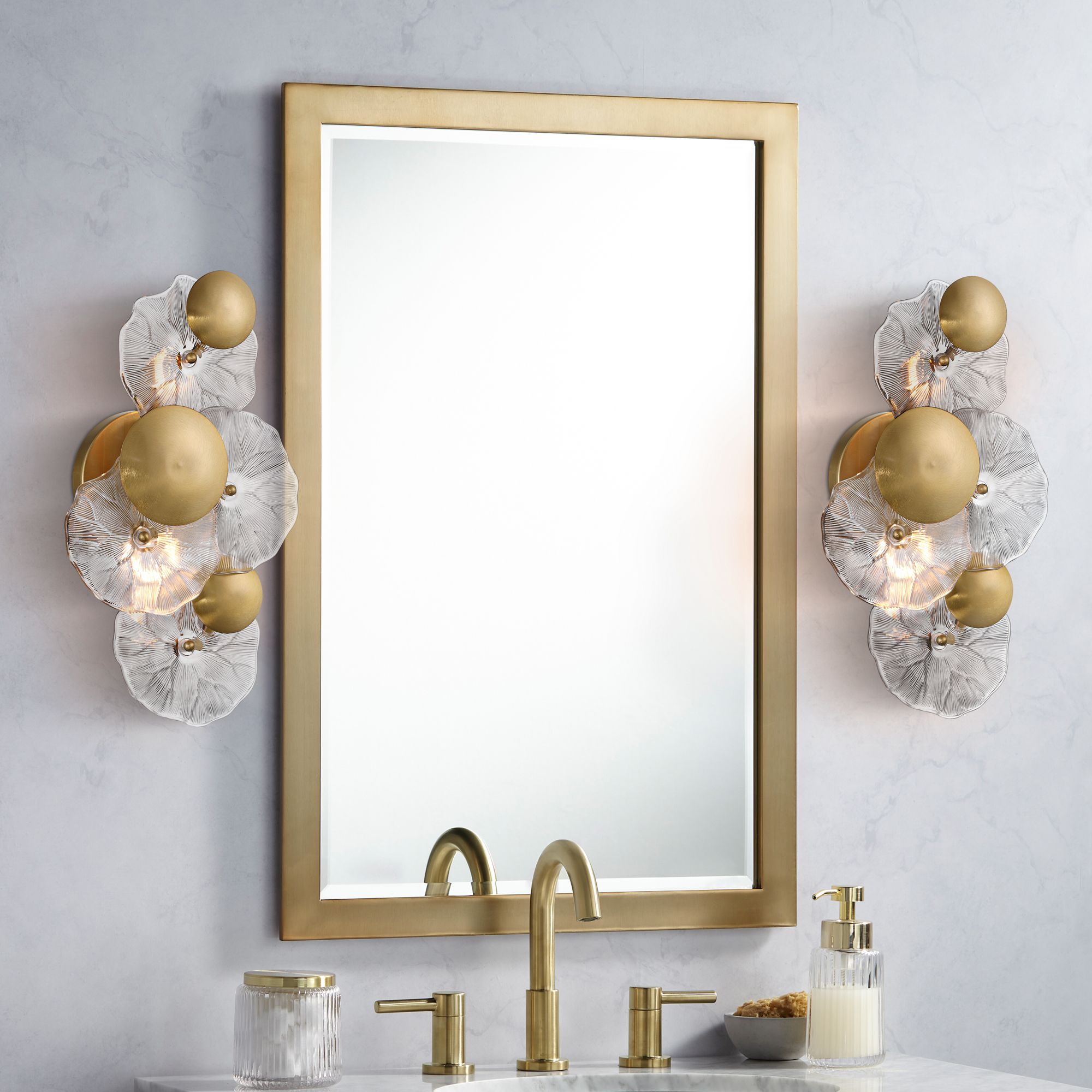 Possini Euro Filoli 16" High Gold Plated 2-Light Wall Sconce Set of 2