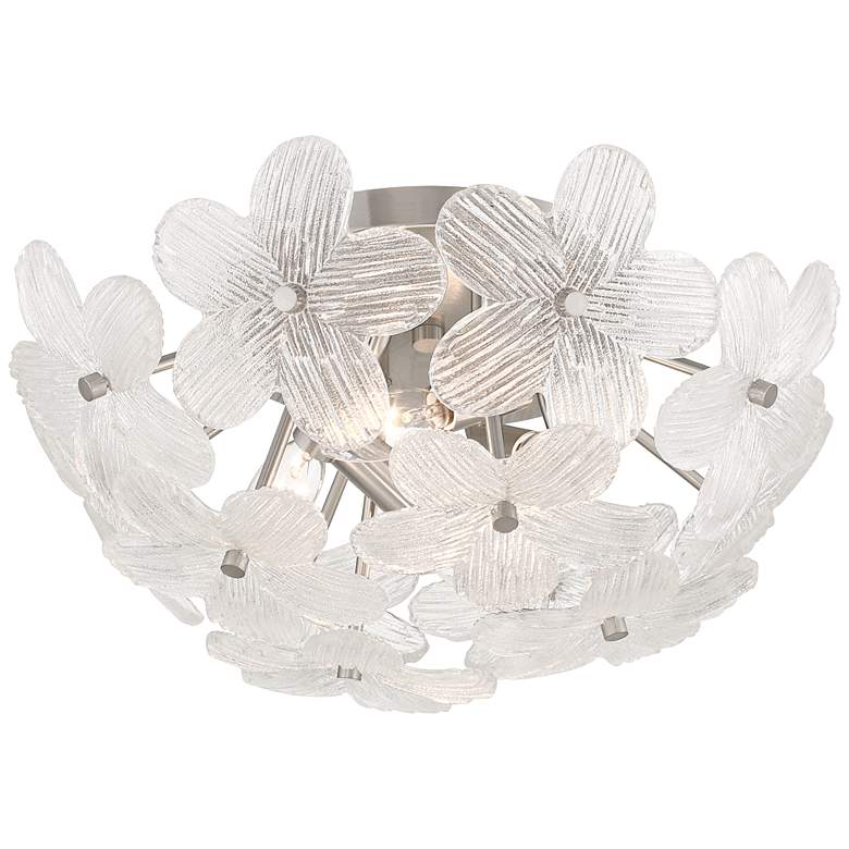 Image 6 Possini Euro Filoli 16" Wide Nickel Flower Ceiling Light more views