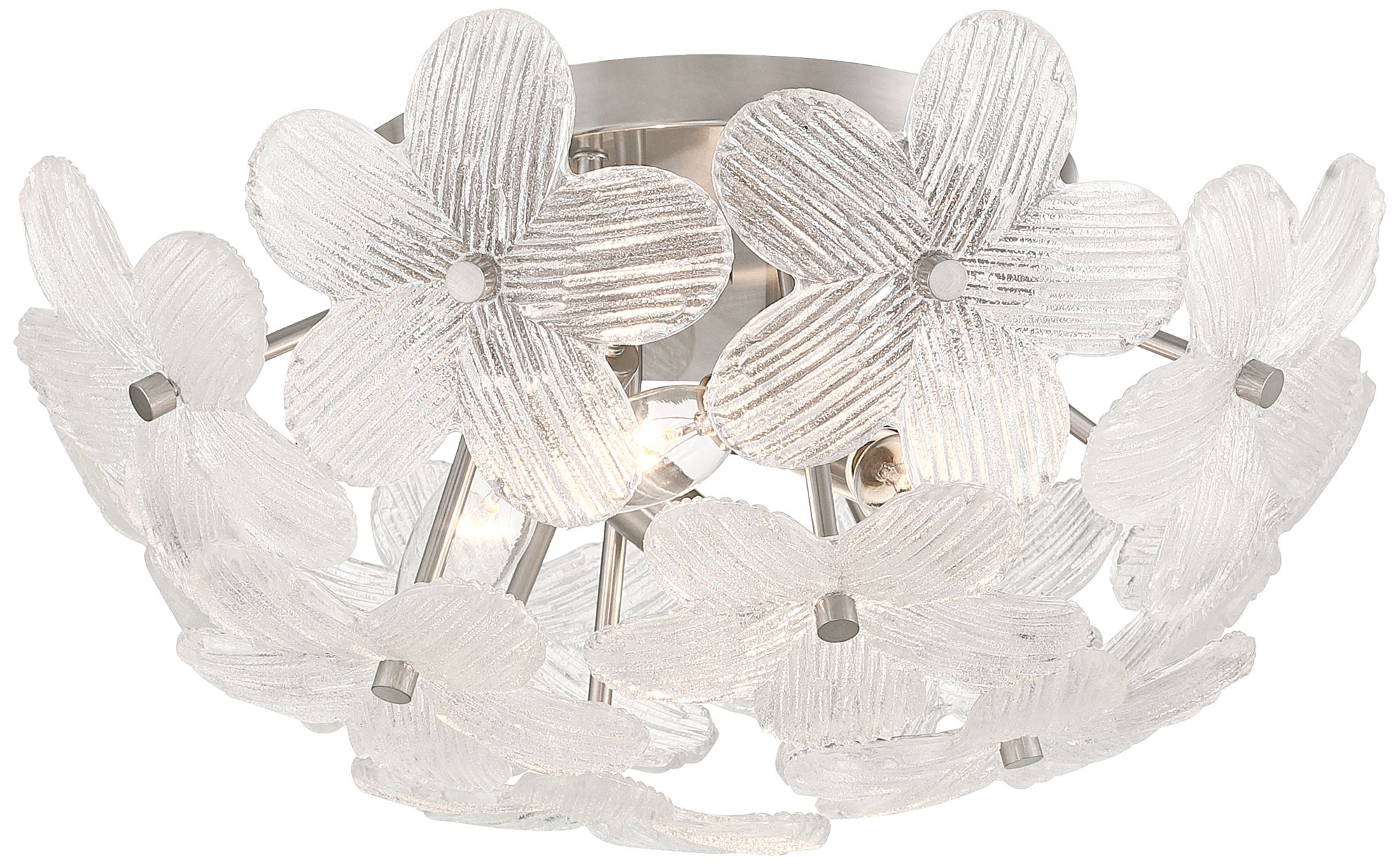 Image 2 Possini Euro Filoli 16" Wide Nickel Vintage Glass Flower Ceiling Light