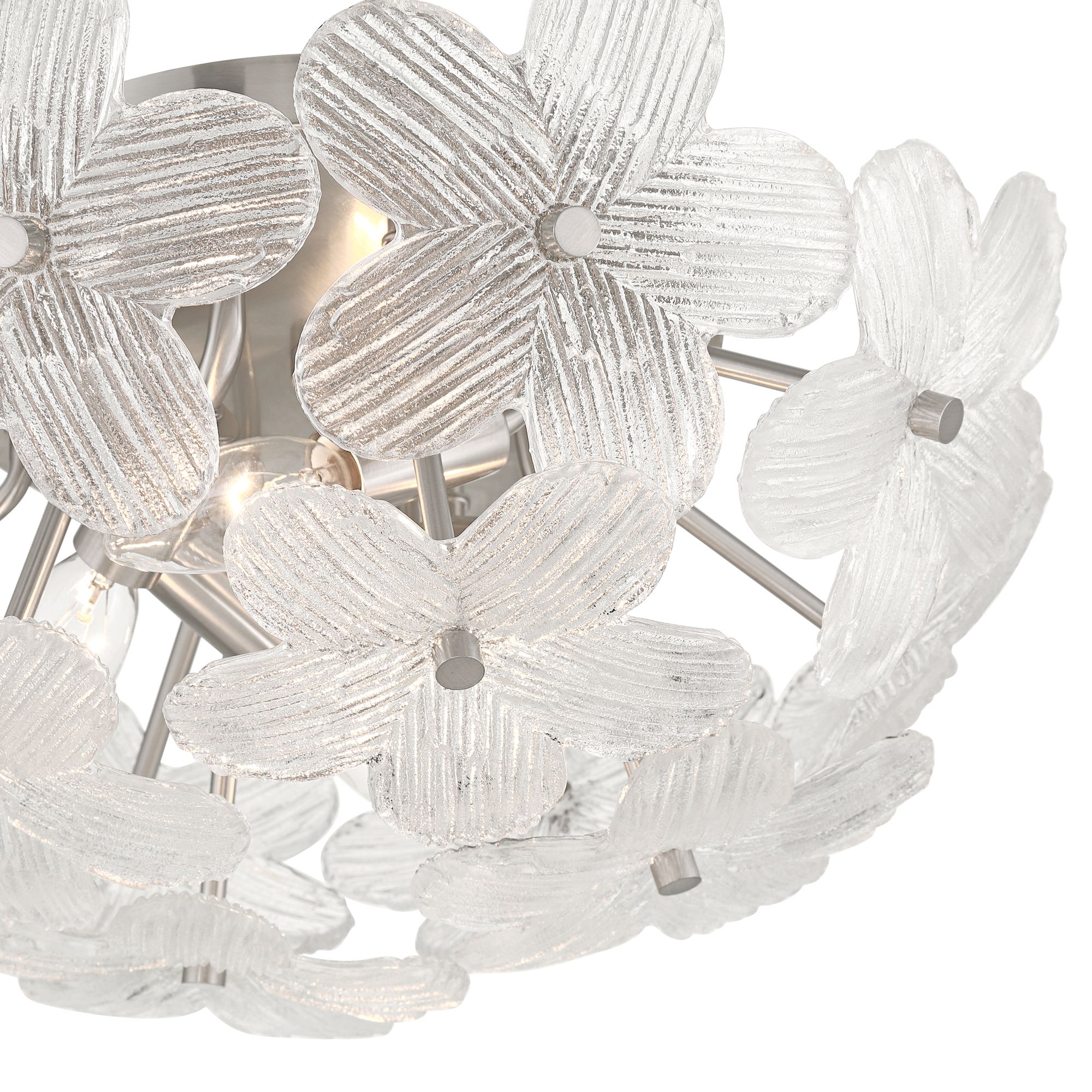 Image 4 Possini Euro Filoli 16" Wide Nickel Vintage Glass Flower Ceiling Light more views