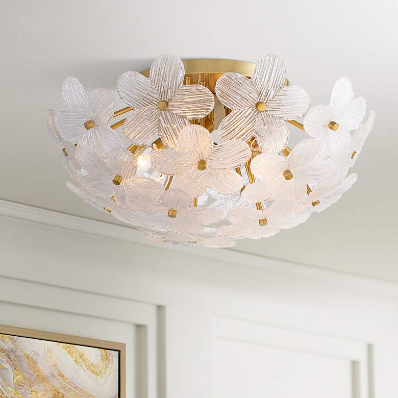 Image 1 Possini Euro Filoli 20" Wide Gold Flower Ceiling Light