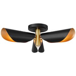 Possini Euro Finn 18" Wide 3-Light Black Gold Modern Ceiling Light
