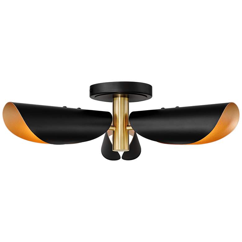 Image 5 Possini Euro Finn 18" Wide 3-Light Black Gold Modern Ceiling Light more views
