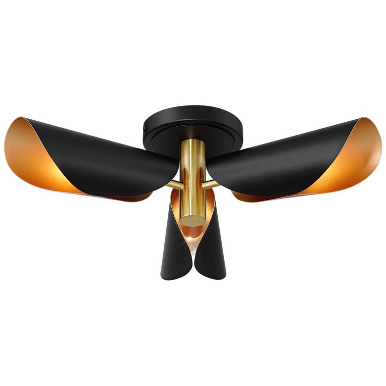 Image 6 Possini Euro Finn 18" Wide 3-Light Black Gold Modern Ceiling Light more views