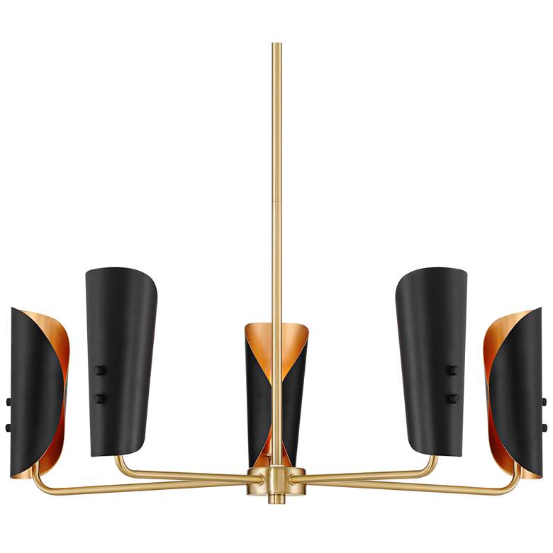 Image 3 Possini Euro Finn 25" Wide Gold and Black 5-Light Modern Chandelier