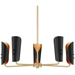 Possini Euro Finn 25" Wide Gold and Black 5-Light Modern Chandelier