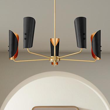 Possini Euro Finn 25" Wide Gold and Black 5-Light Modern Chandelier