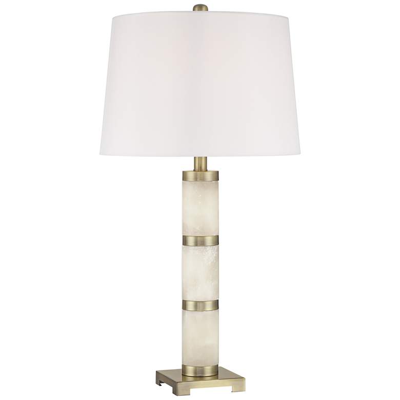 Image 2 Possini Euro Fiona 29" Modern Brass and Alabaster Column Table Lamp