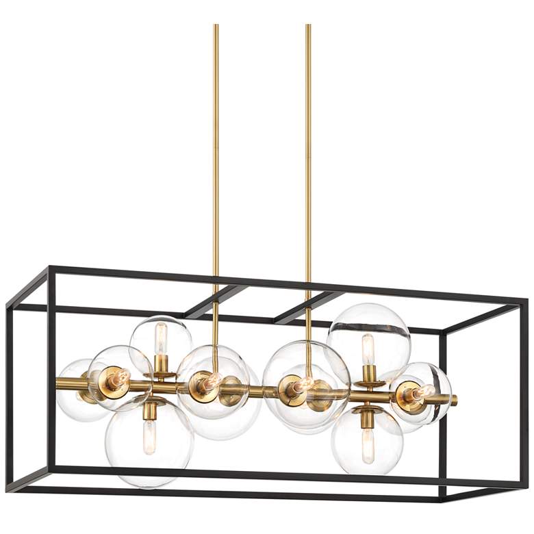 Image 3 Possini Euro Fitzgerald 38 inch Modern Black and Gold 12-Light Chandelier