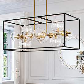 Image2 of Possini Euro Fitzgerald 38" Modern Black and Gold 12-Light Chandelier