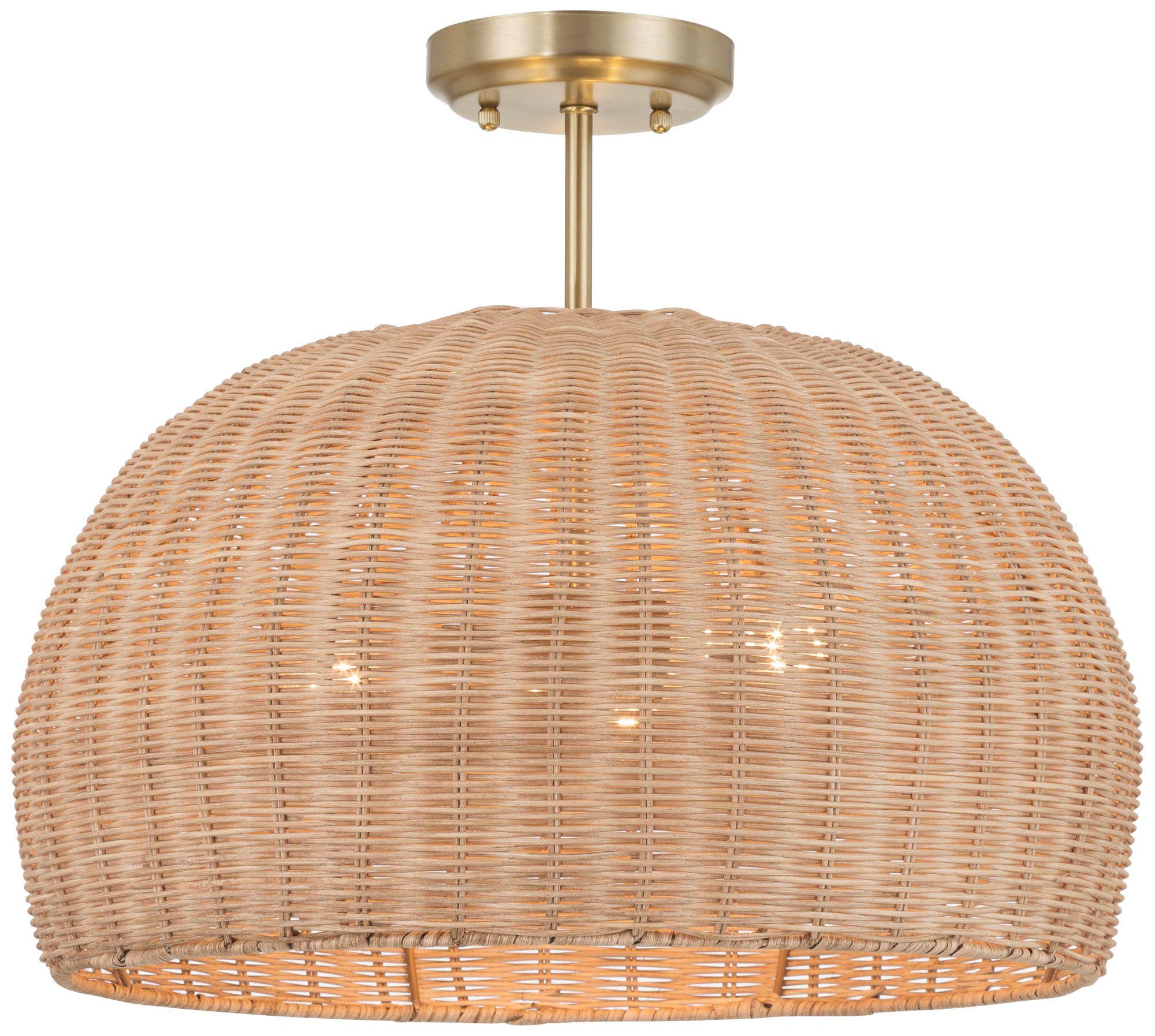 Image 3 Possini Euro Fitzwilliam 18"W Brass and Wicker 3-Light Ceiling Light