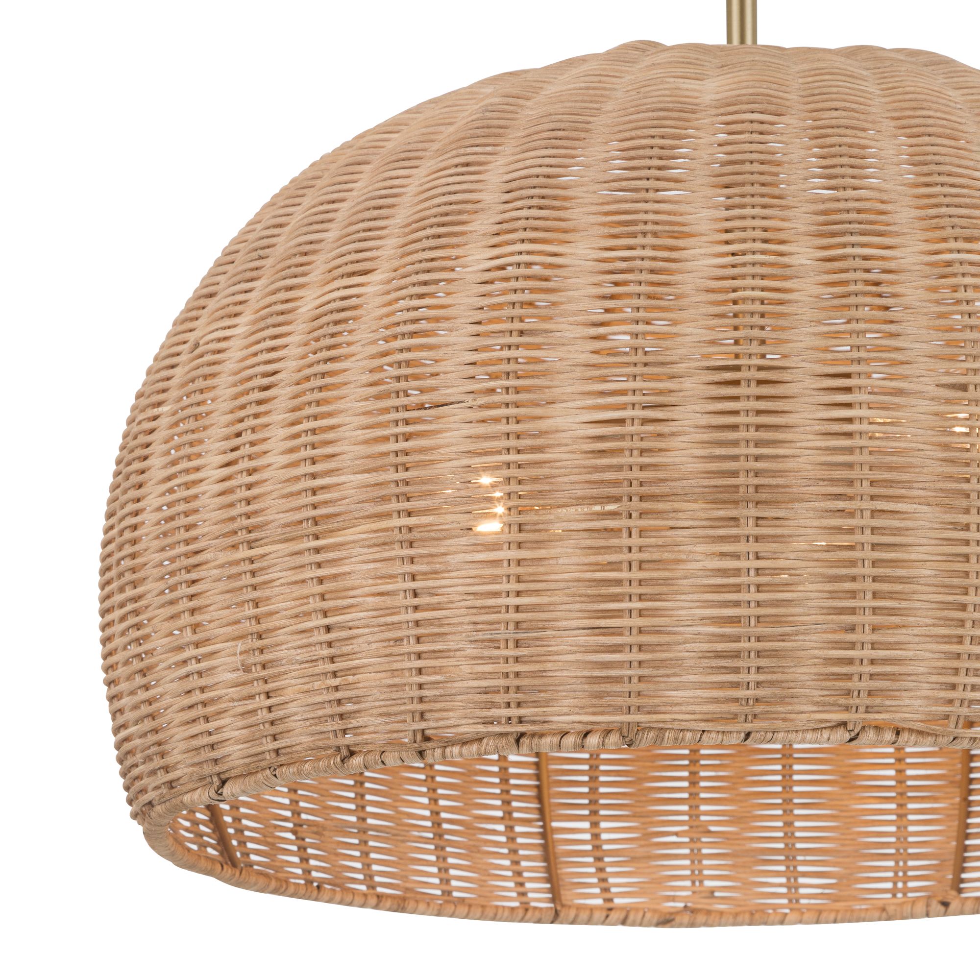 Image 4 Possini Euro Fitzwilliam 18"W Brass and Wicker 3-Light Ceiling Light more views