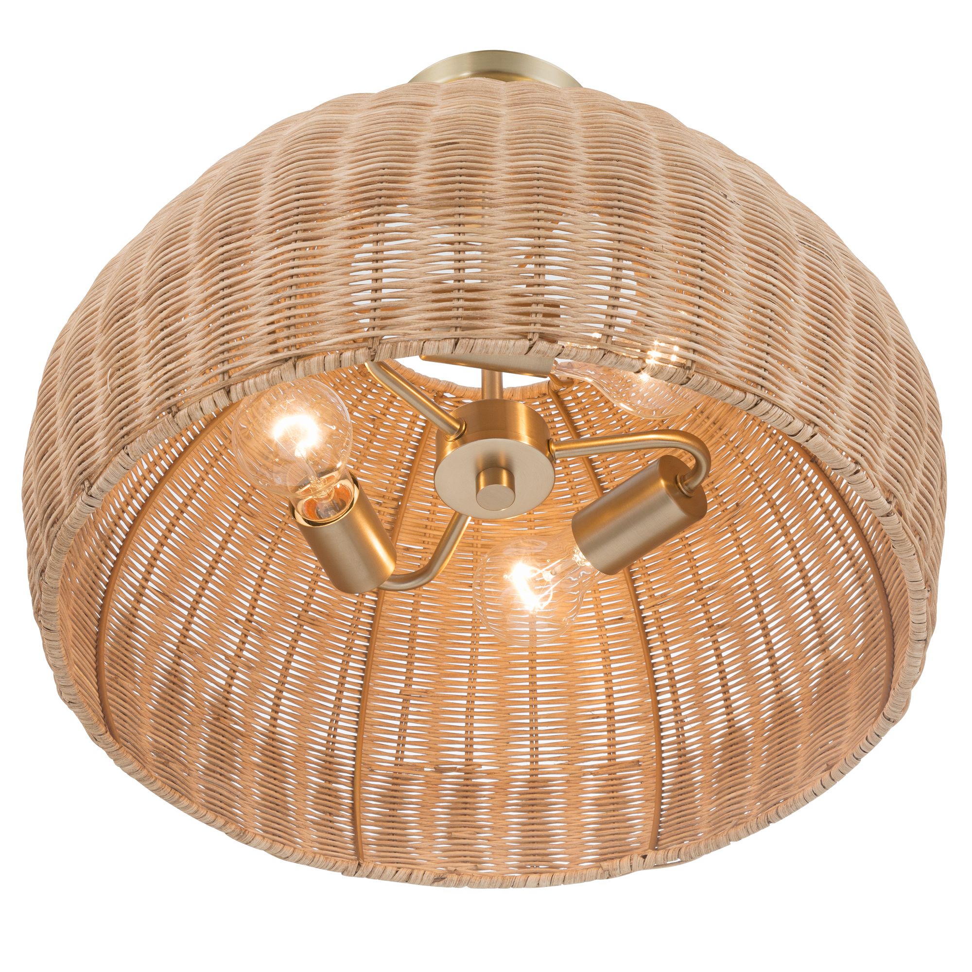 Image 5 Possini Euro Fitzwilliam 18"W Brass and Wicker 3-Light Ceiling Light more views
