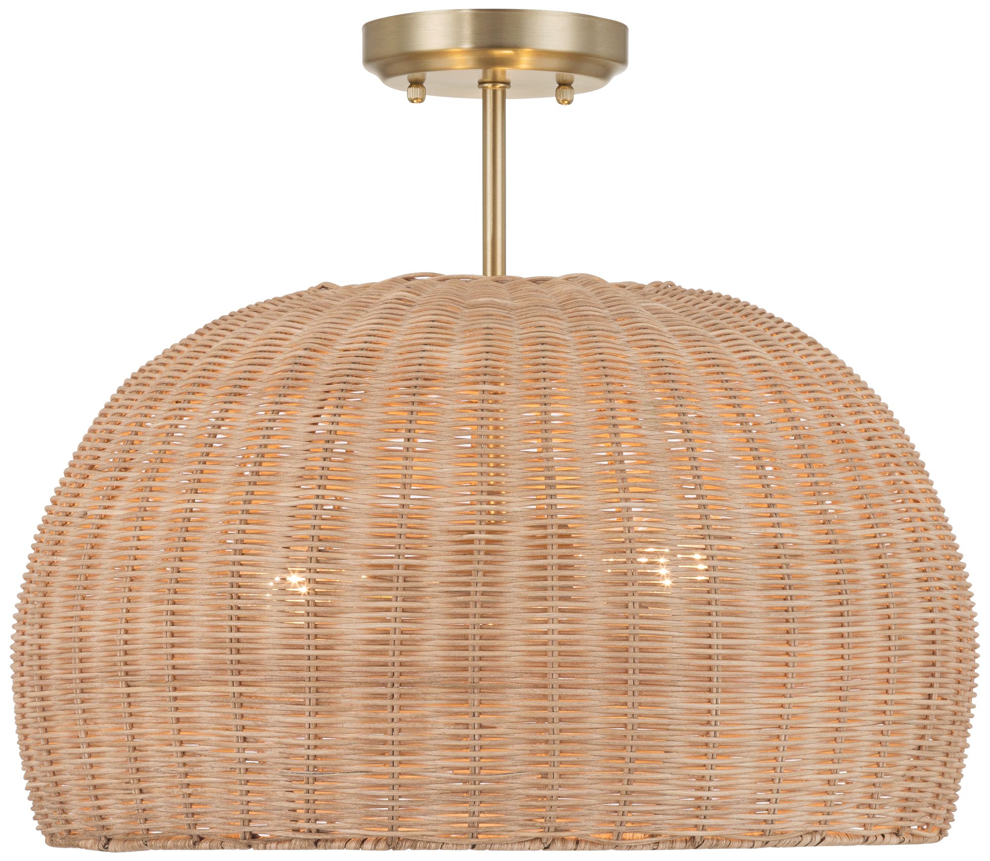 Image 7 Possini Euro Fitzwilliam 18"W Brass and Wicker 3-Light Ceiling Light more views