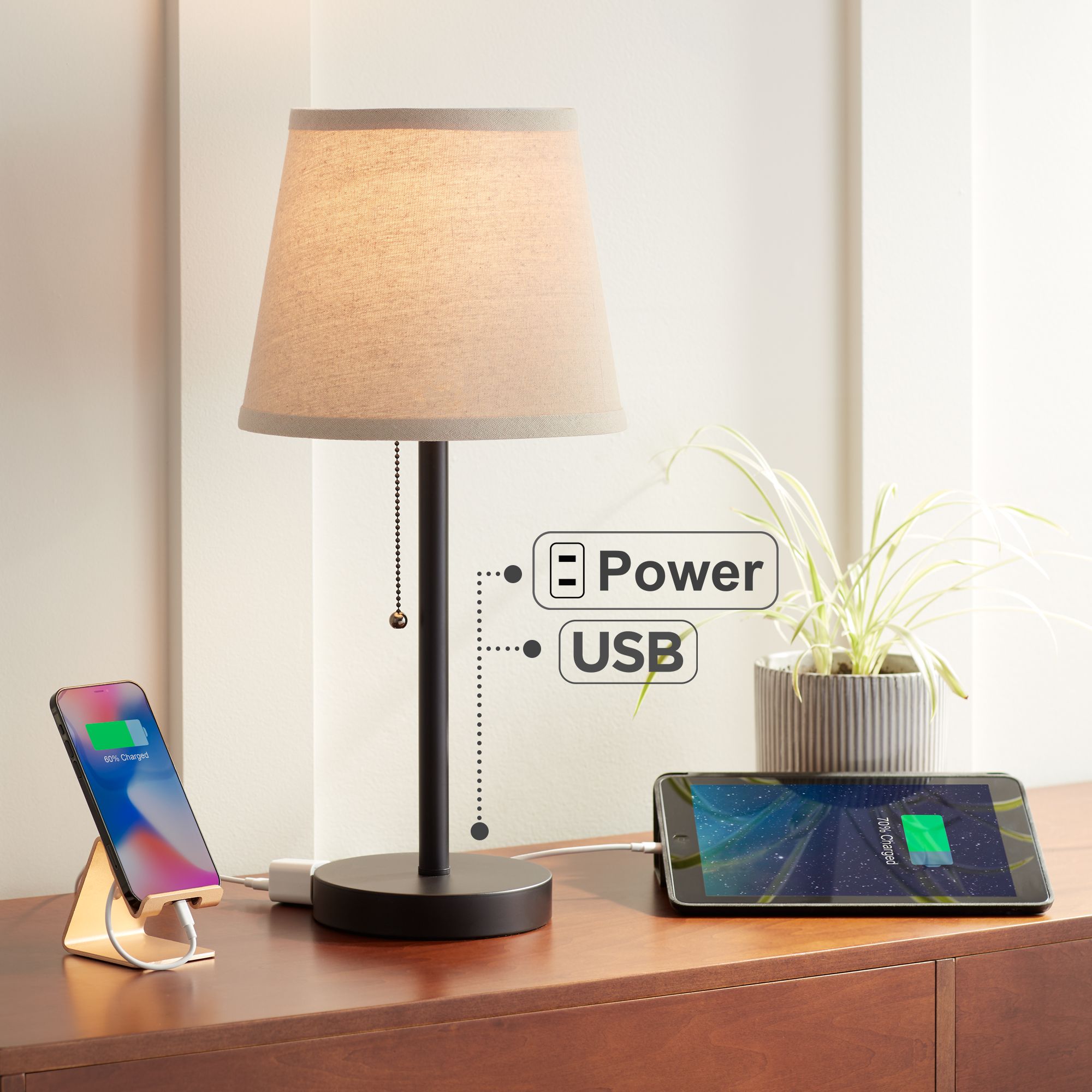 Possini Euro Flesner 20" High Accent Table Lamp with USB Ports