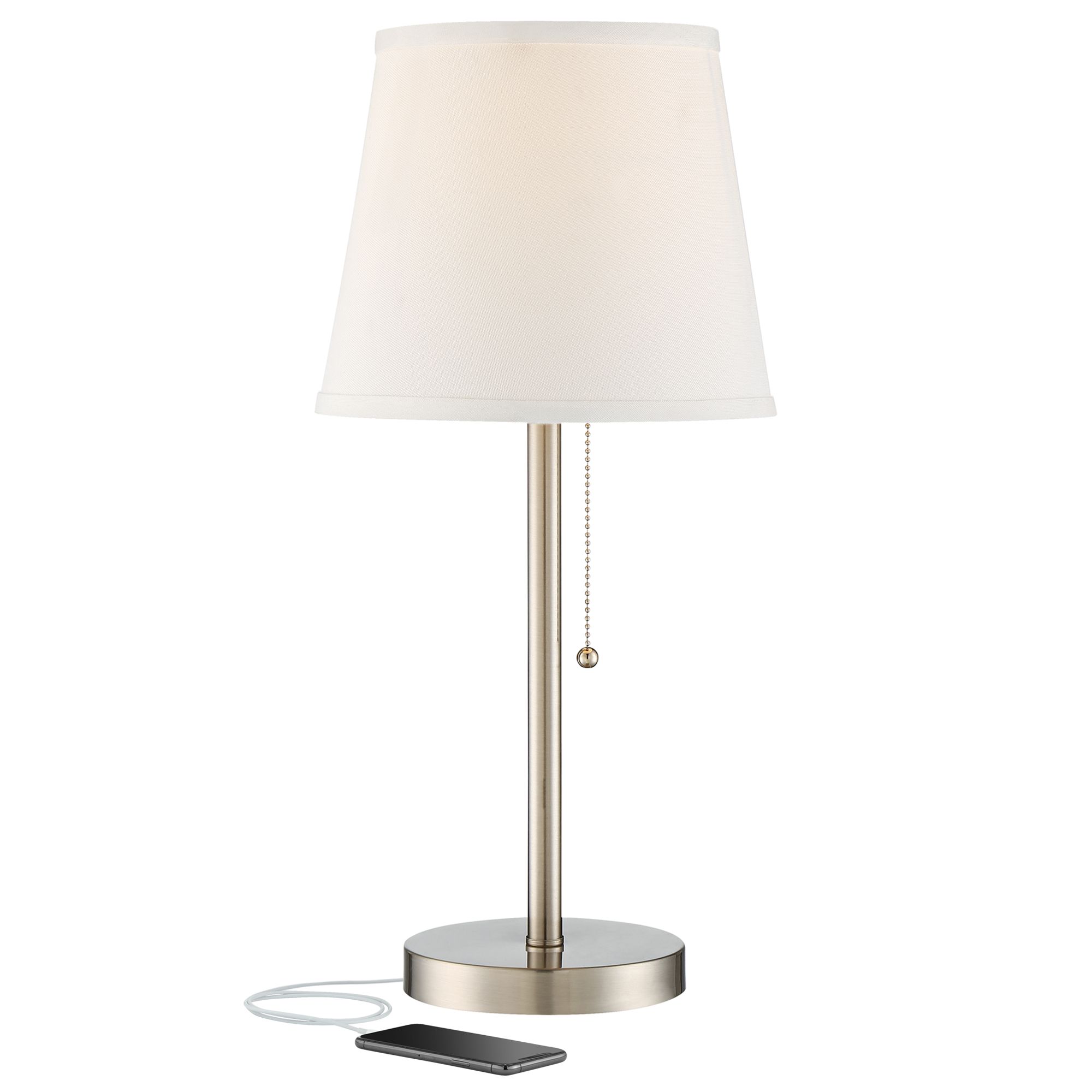 Image 2 Possini Euro Flesner 20" High Brushed Nickel Outlet and USB Table Lamp