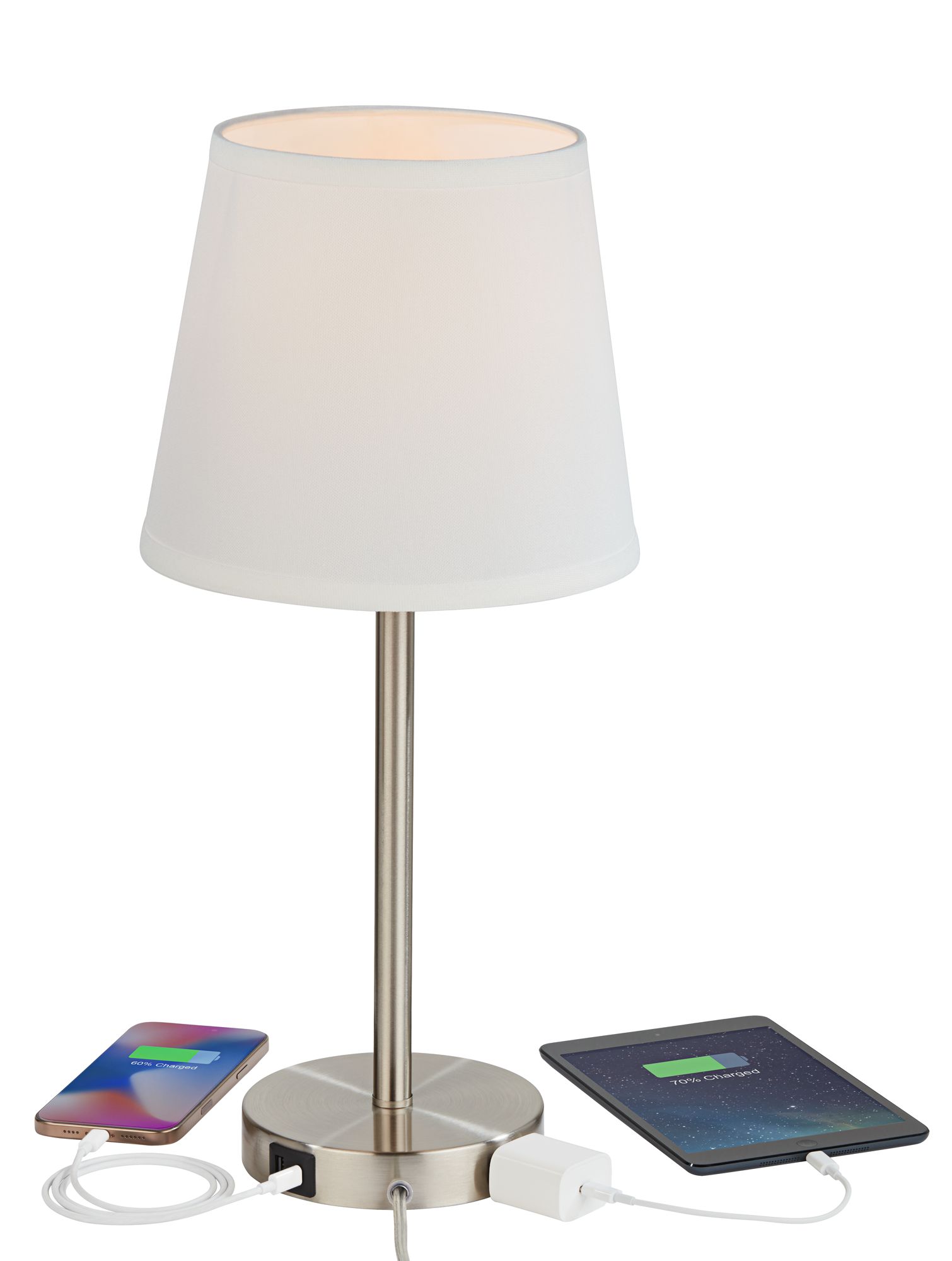 Image 3 Possini Euro Flesner 20" High Brushed Nickel Outlet and USB Table Lamp more views