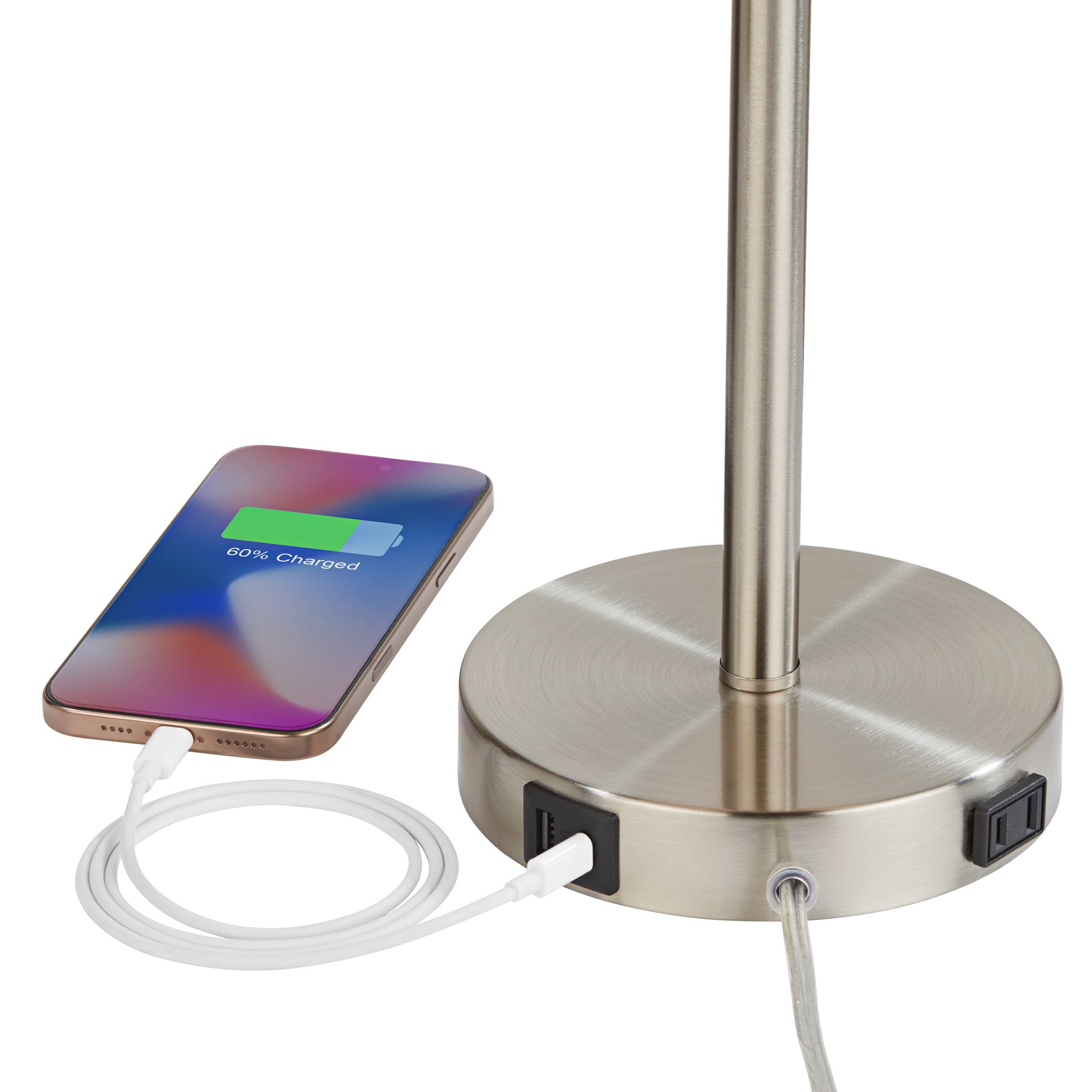Image 4 Possini Euro Flesner 20" High Brushed Nickel Outlet and USB Table Lamp more views