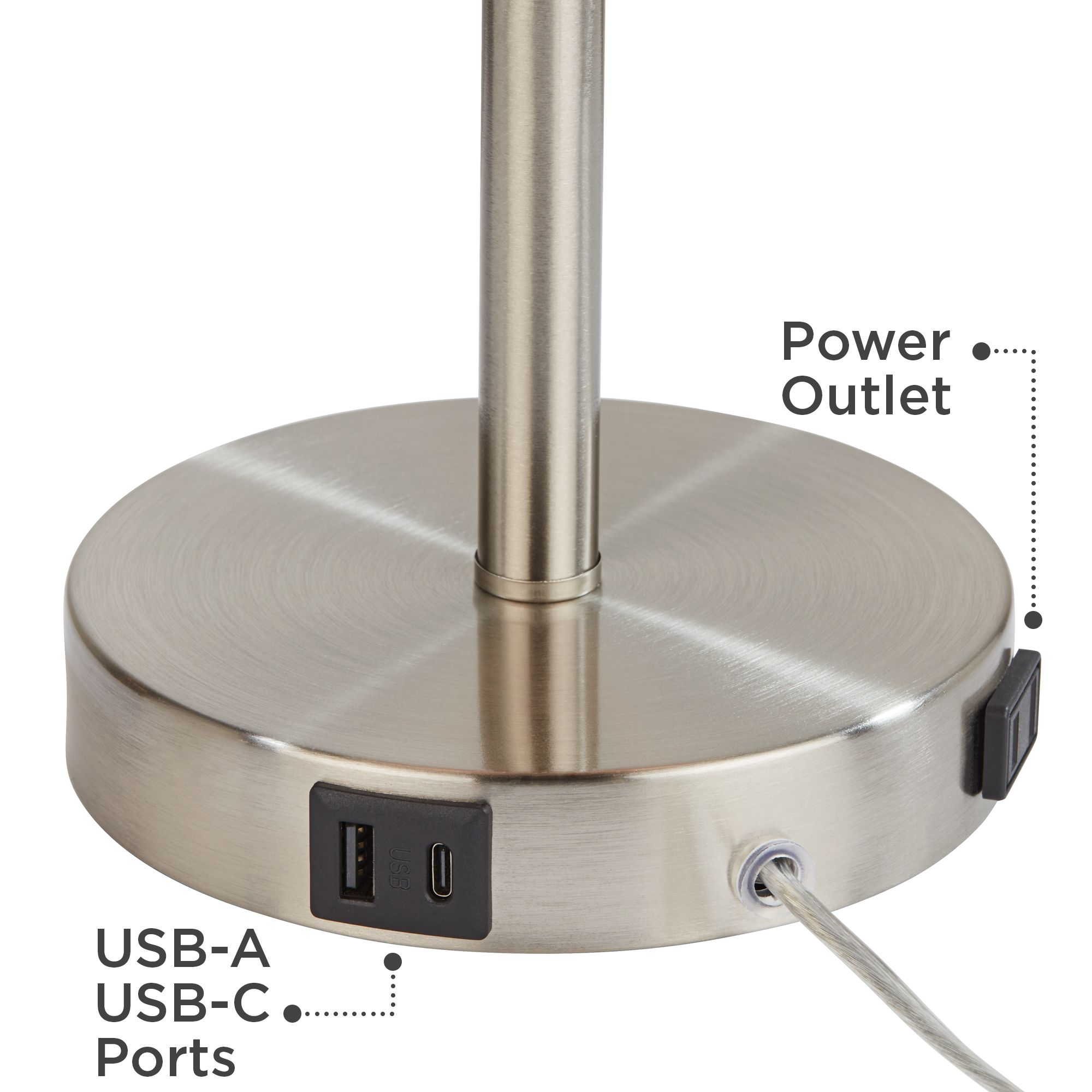 Image 5 Possini Euro Flesner 20" High Brushed Nickel Outlet and USB Table Lamp more views