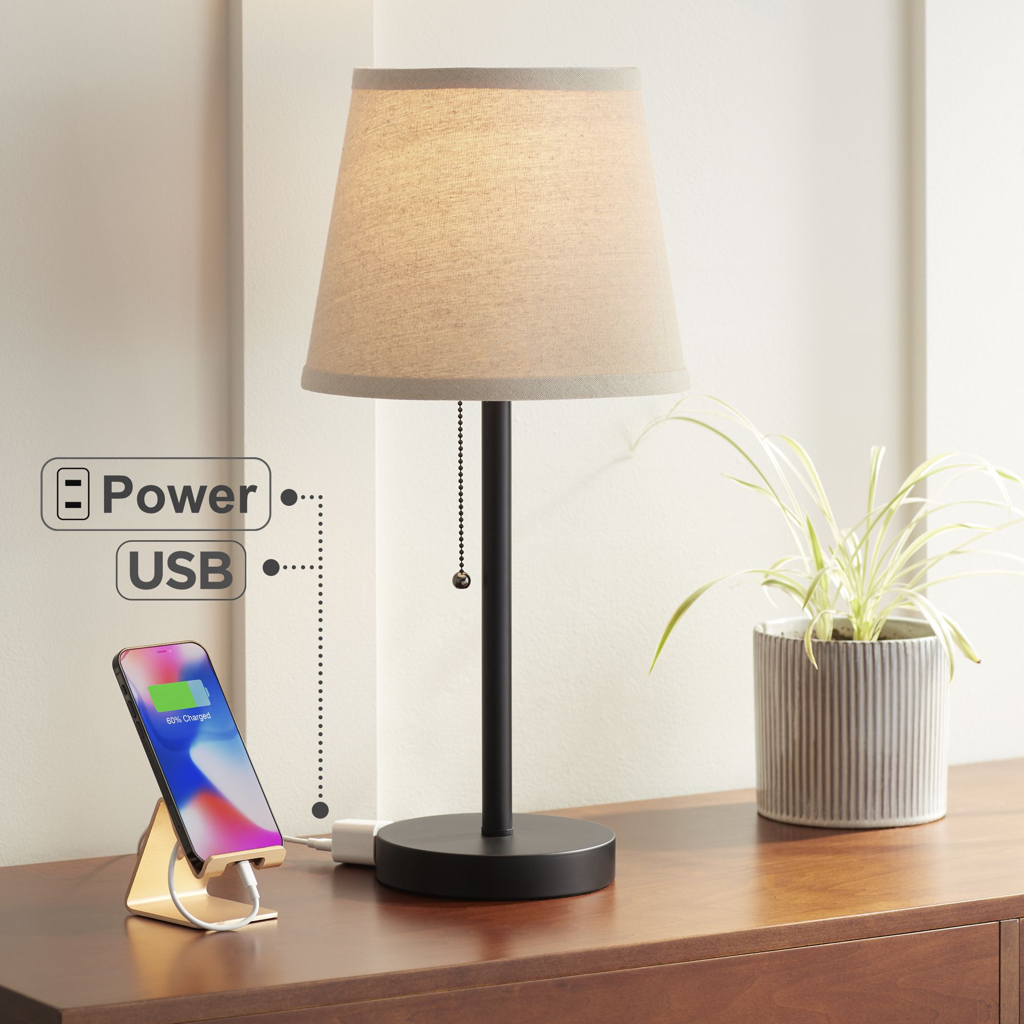 Possini Euro Flesner 20" USB and Outlet Table Lamps Set of 2