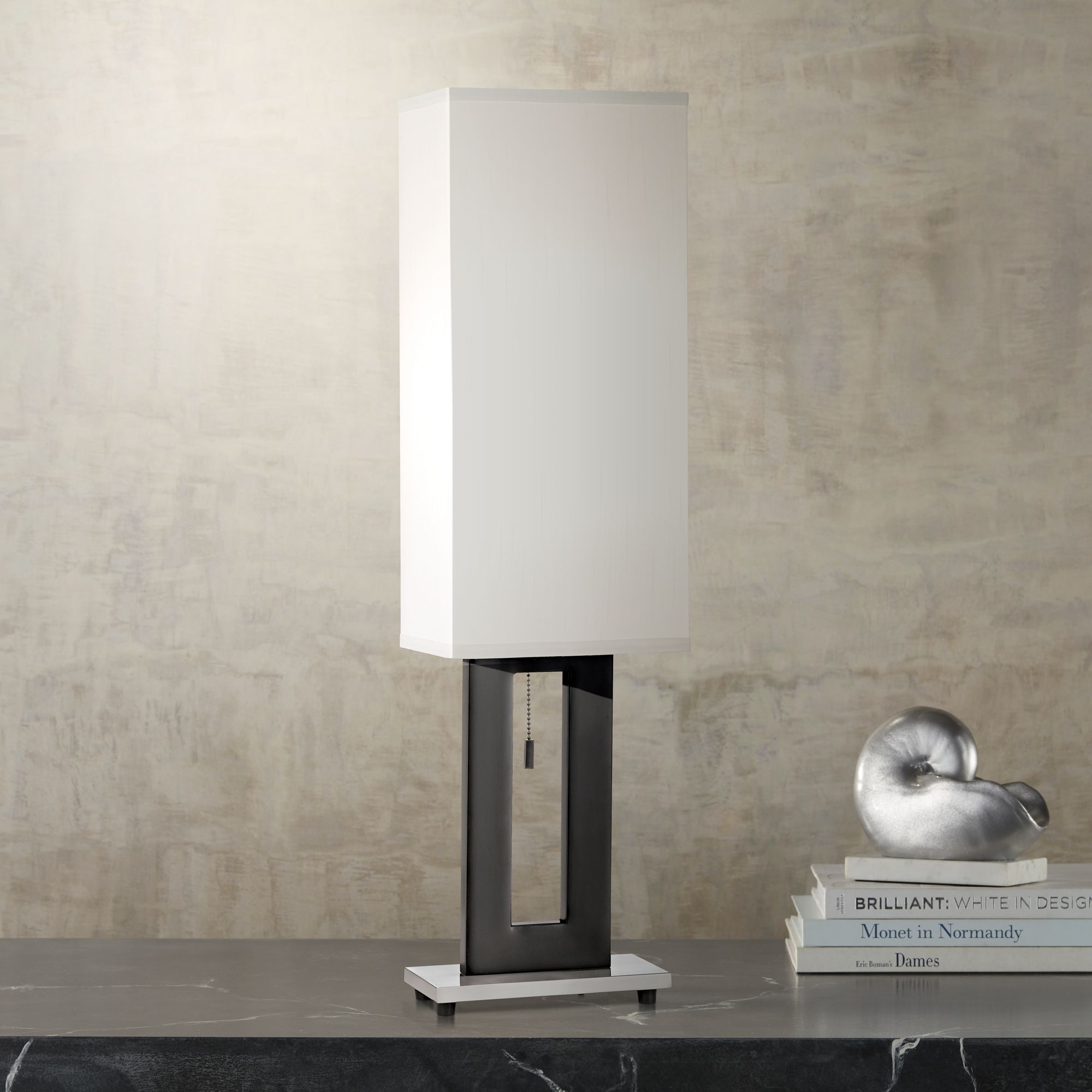 Image 3 Possini Euro Floating Rectangle 30" Nickel Black Modern Lamps Set of 2 more views
