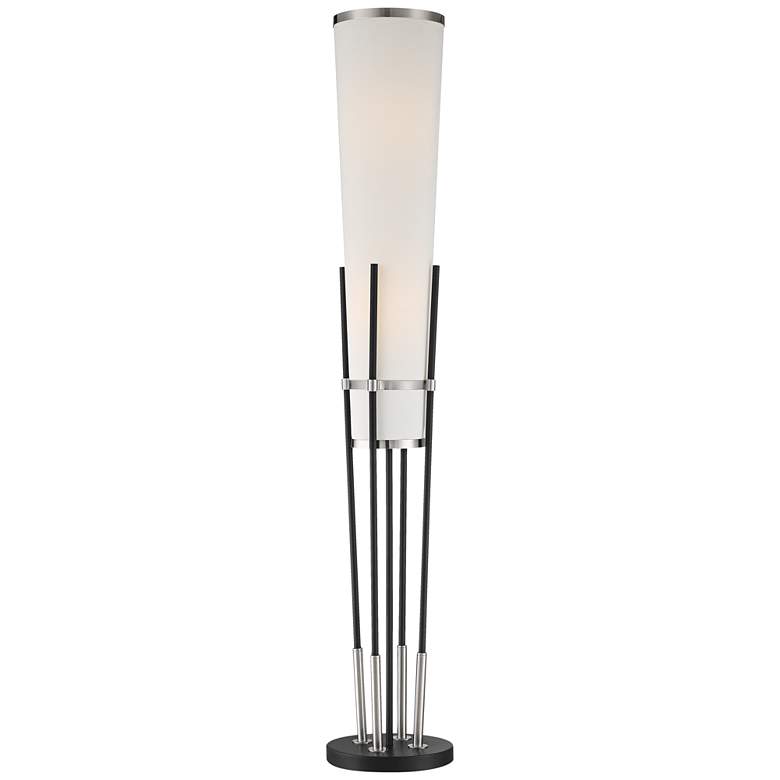 Image 3 Possini Euro Flute 64" Black and White 2-Light Modern Floor Lamp