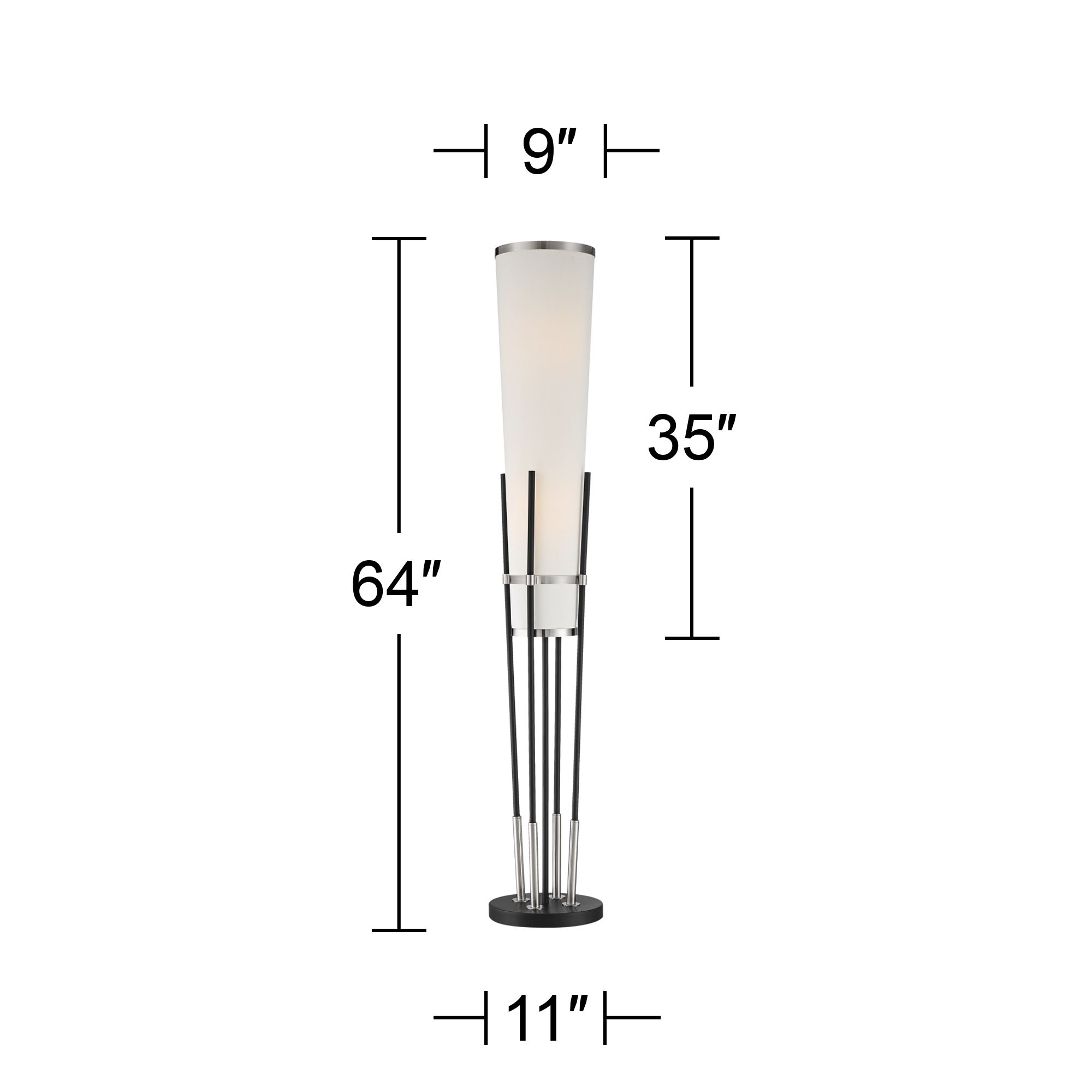 Possini Euro Flute 64" Black and White 2-Light Modern Floor Lamp in scene