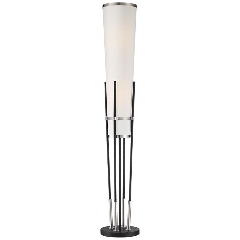 Image 2 Possini Euro Flute 64 inch Satin Black Floor Lamp with Smart Socket