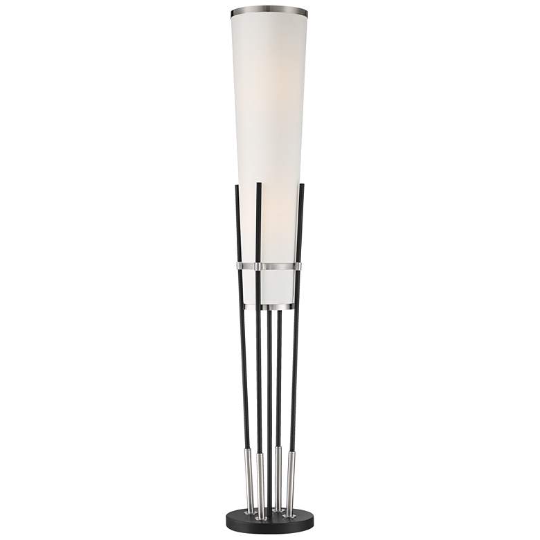 Image 3 Possini Euro Flute 64" Satin Black Floor Lamp with Smart Socket