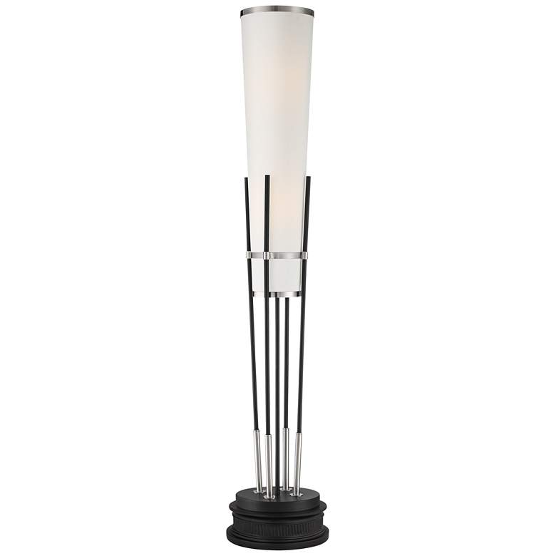 Image 1 Possini Euro Flute 68 1/2" Satin Black 2-Light Floor Lamp with Riser