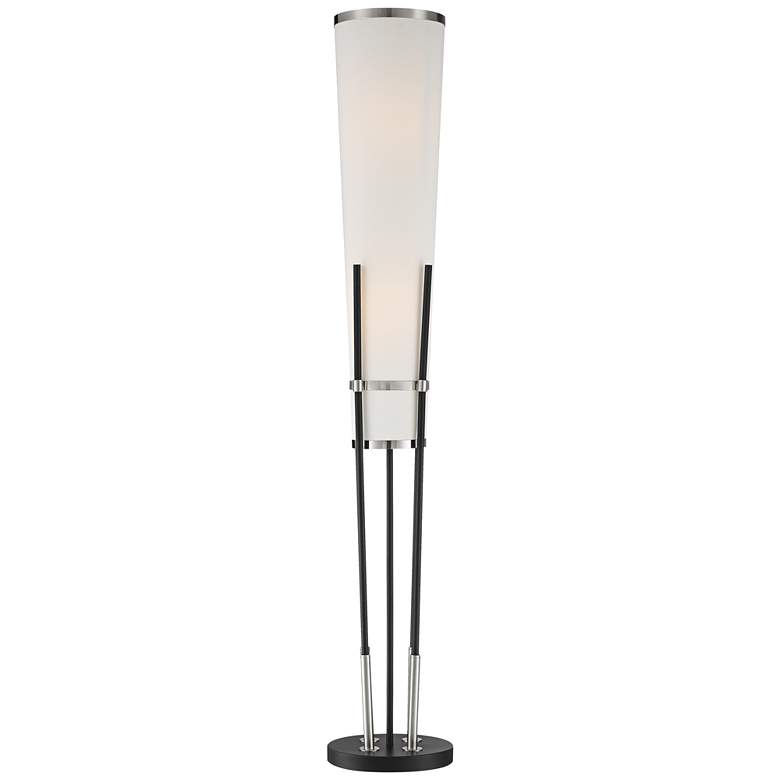 Image 6 Possini Euro Flute 68 1/2" Satin Black 2-Light Floor Lamp with Riser more views