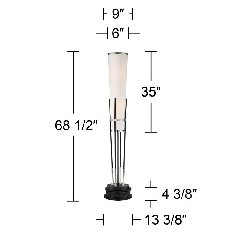Image 7 Possini Euro Flute 68 1/2" Satin Black 2-Light Floor Lamp with Riser more views