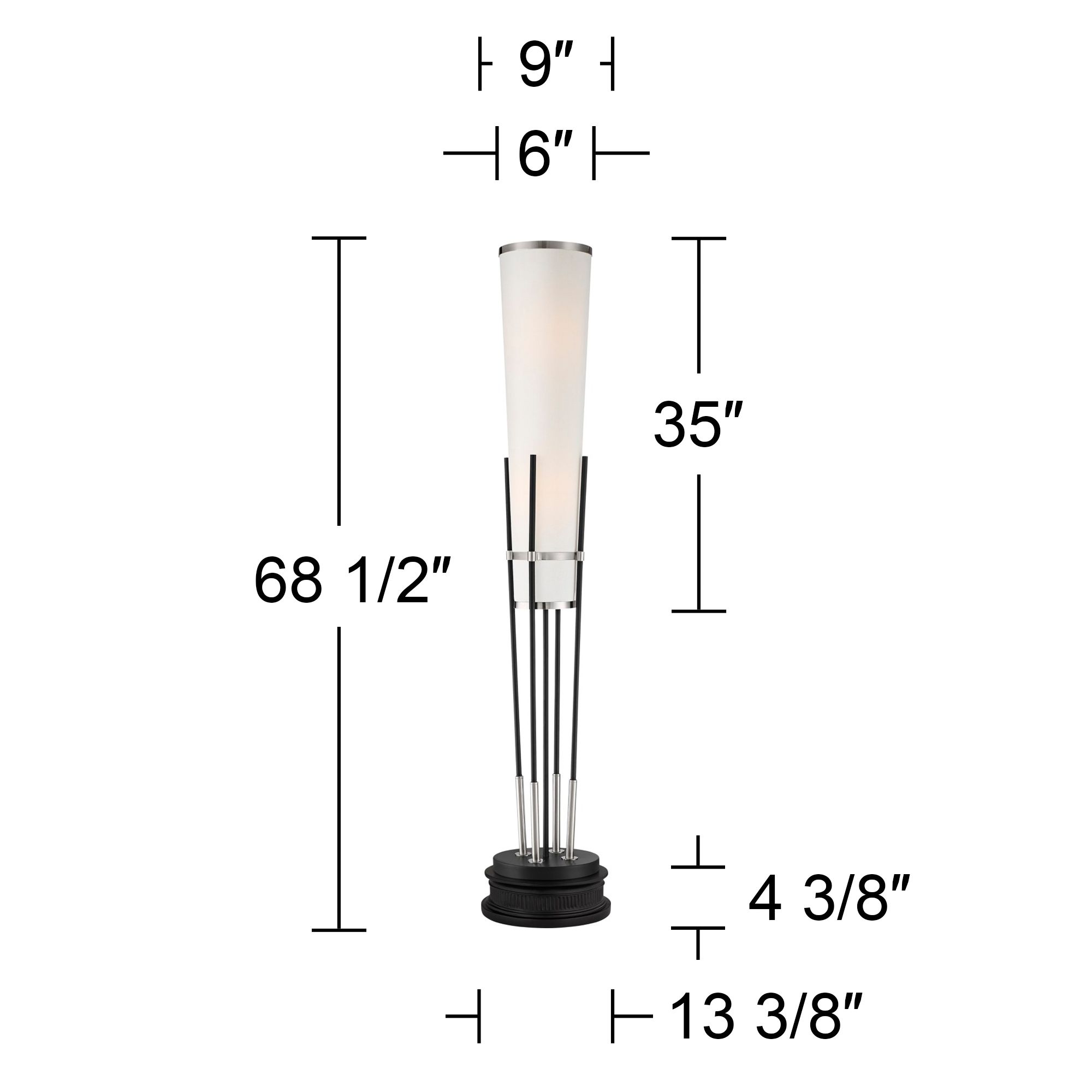 Possini Euro Flute 68 1/2" Satin Black 2-Light Floor Lamp with Riser