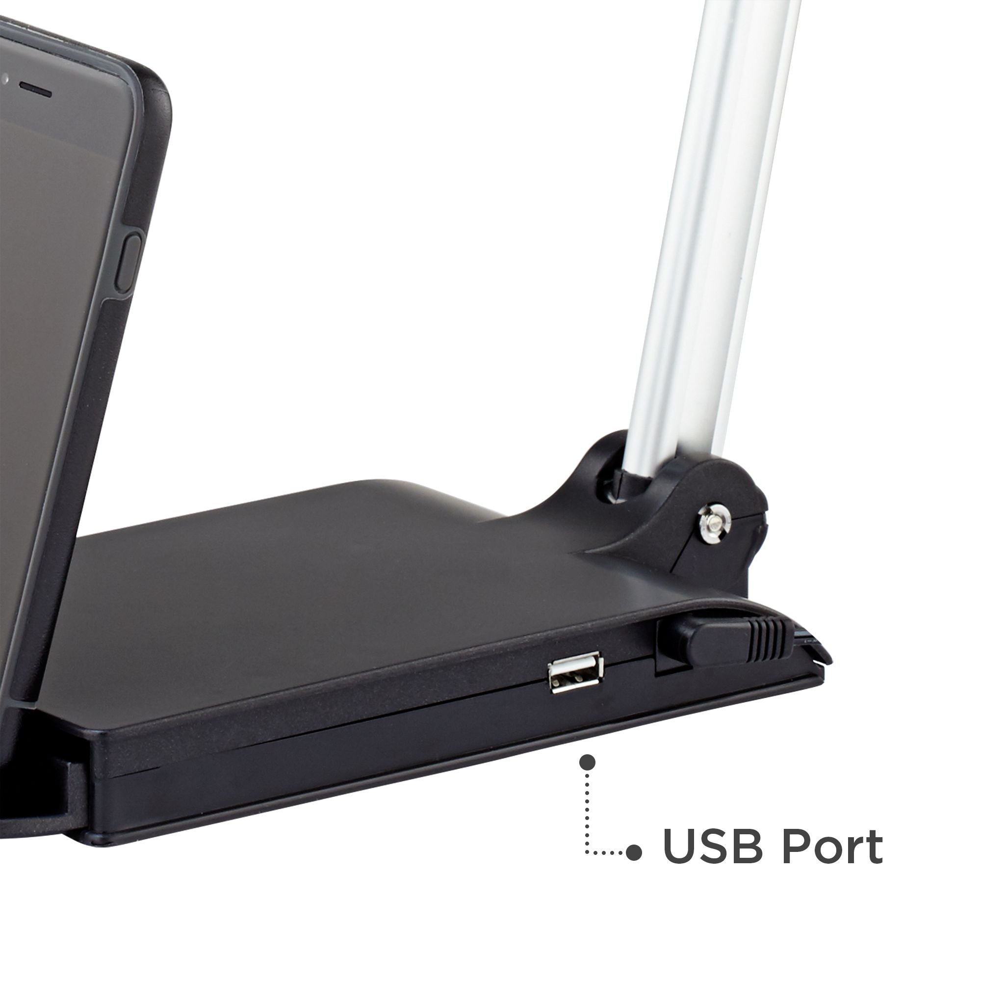Image 4 Possini Euro Flynn Adjustable LED Desk Lamp with USB Port and Phone Cradle more views