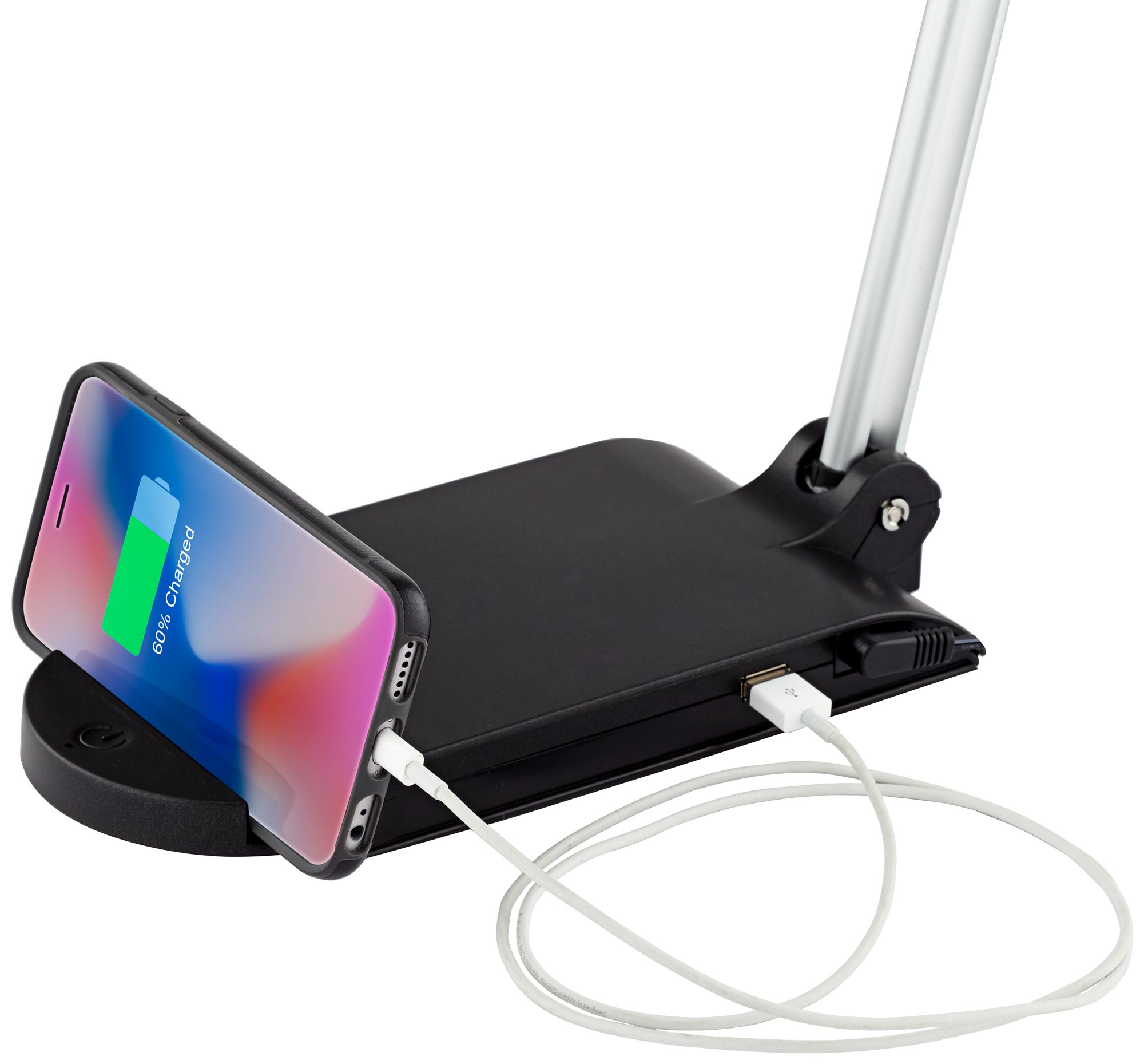 Image 5 Possini Euro Flynn Adjustable LED Desk Lamp with USB Port and Phone Cradle more views