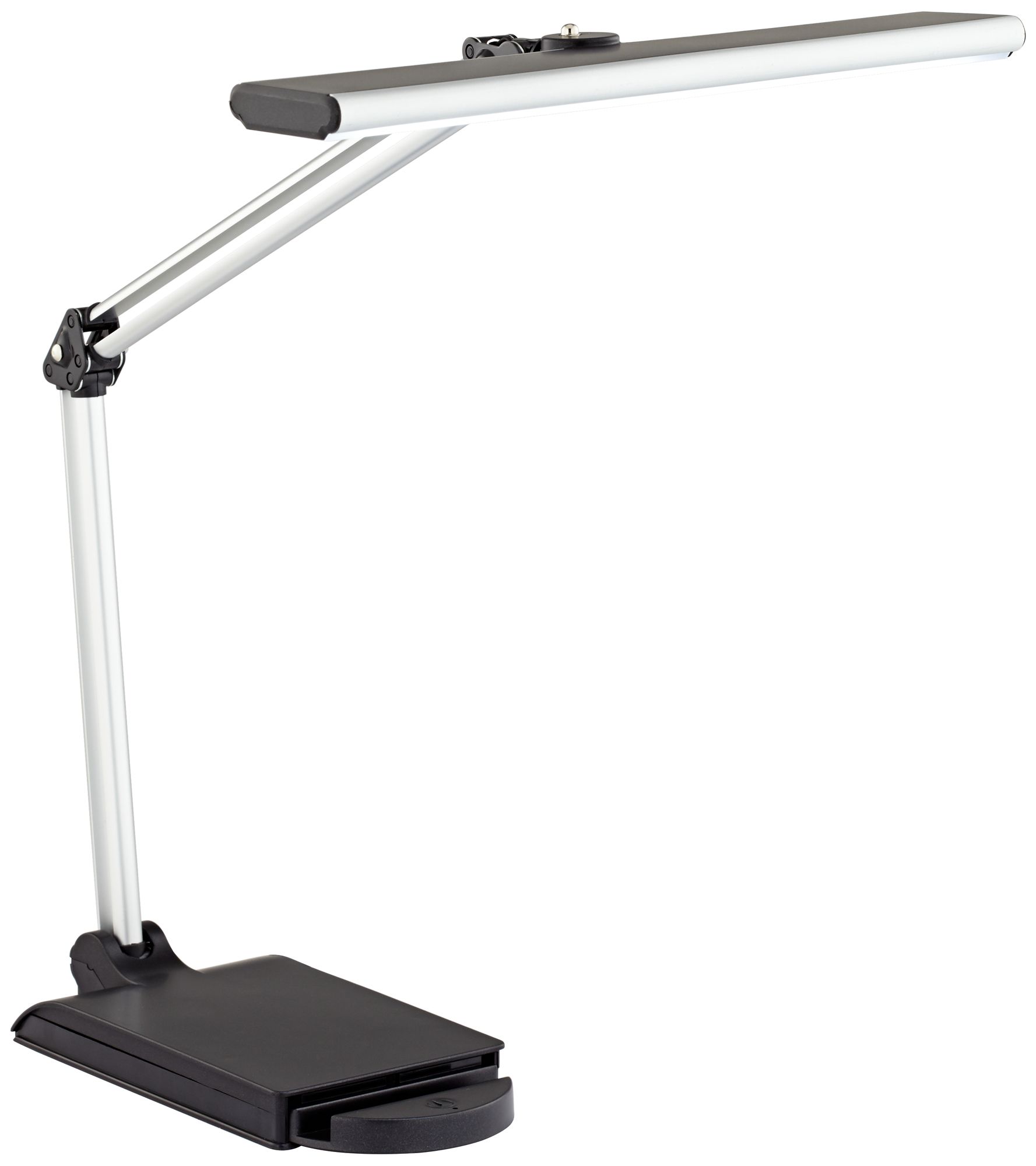 Possini Euro Flynn Black Silver Adjustable LED USB Desk Lamps Set of 2