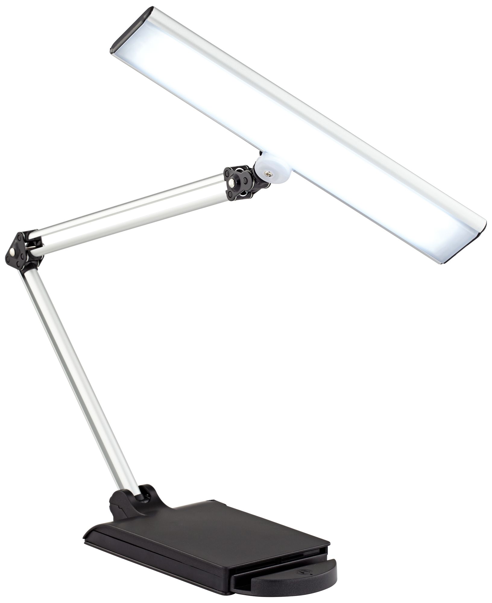 Possini Euro Flynn Black Silver Adjustable LED USB Desk Lamps Set of 2